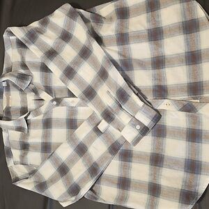 Women's s Blue and White Plaid Shirt XL (Weatherproof Vintage)